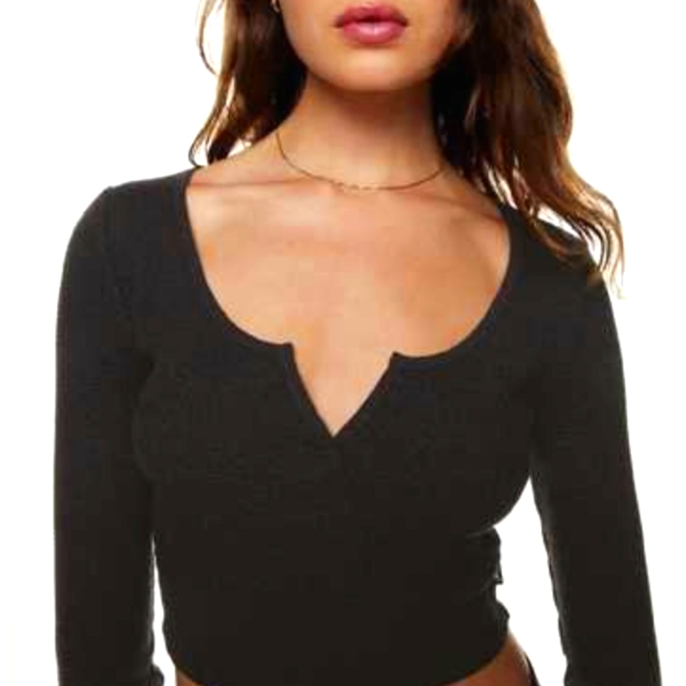 Aritzia TNA Waffle Scoopneck Longsleeve, Size XXS